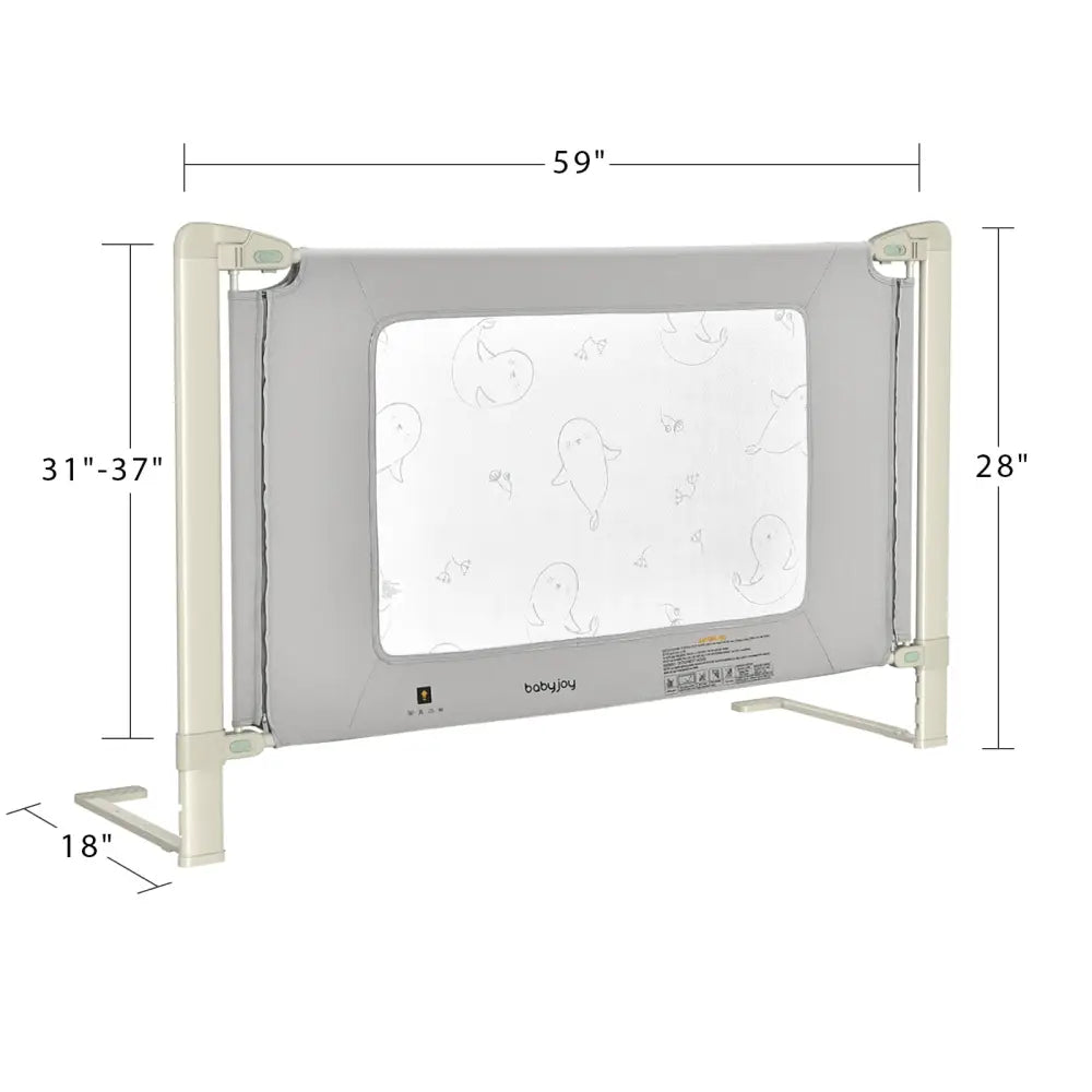Bed Rail Guard for Toddlers Kid with Adjustable Height and Safety Lock-59 inch - Gray - Bed Rails