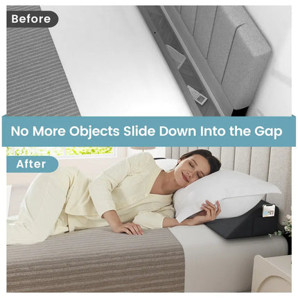 Bed Wedge Pillow with Storage Bag-Full Size - Gray - Bedding