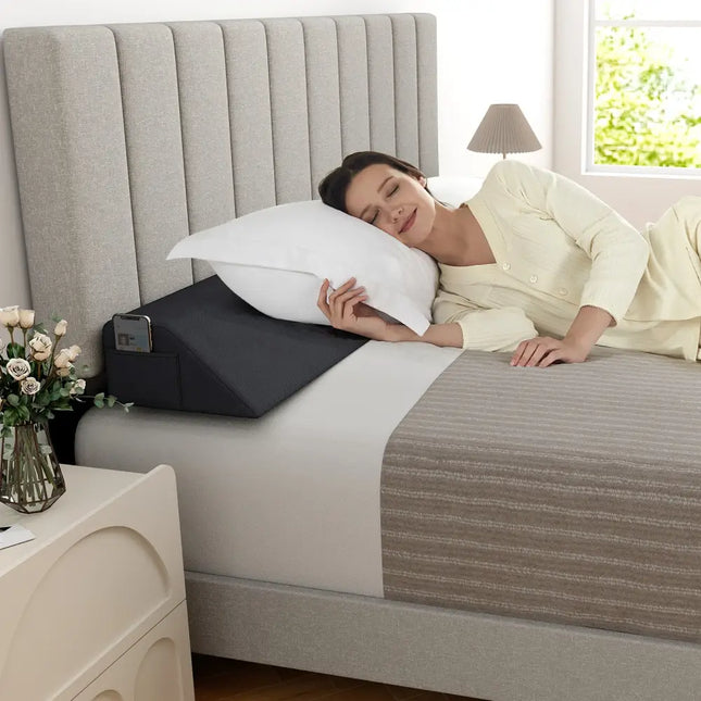 Bed Wedge Pillow with Storage Bag-Full Size - Gray - Bedding