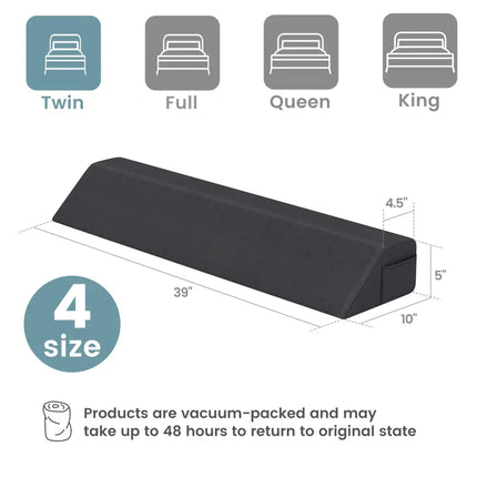 Bed Wedge Pillow with Storage Bag-Twin Size - Gray - Bedding
