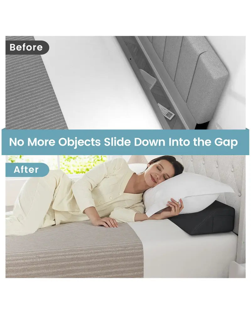 Bed Wedge Pillow with Storage Bag-Twin Size - Gray - Bedding