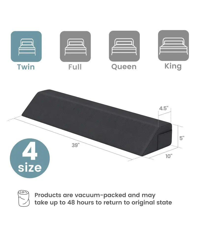 Bed Wedge Pillow with Storage Bag-Twin Size - Gray - Bedding