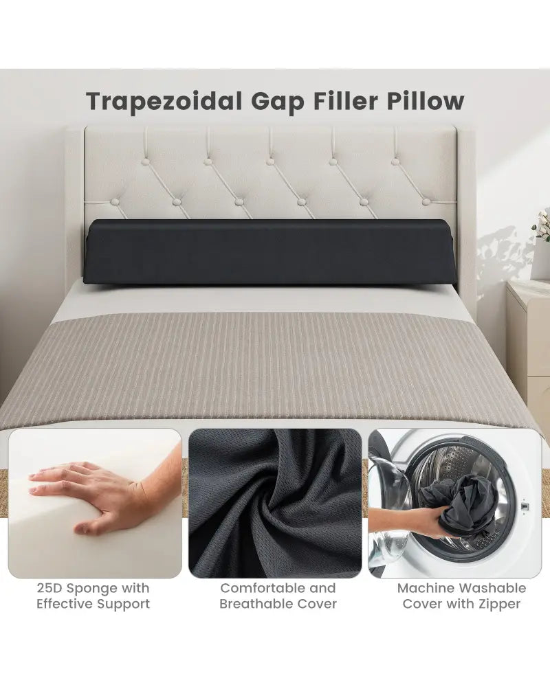 Bed Wedge Pillow with Storage Bag-Twin Size - Gray - Bedding