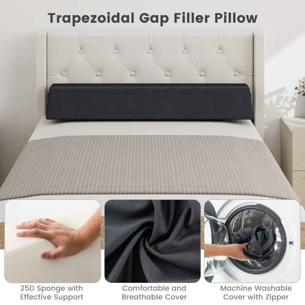 Bed Wedge Pillow with Storage Bag-Twin Size - Gray - Bedding