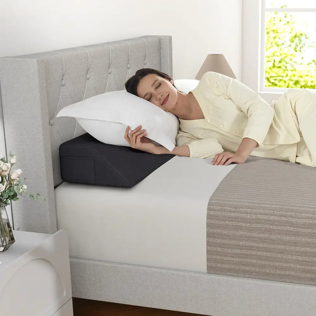Bed Wedge Pillow with Storage Bag-Twin Size - Gray - Bedding