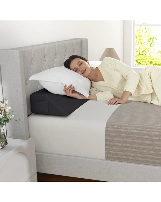 Bed Wedge Pillow with Storage Bag-Twin Size - Gray - Bedding