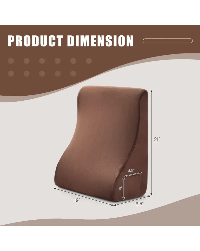 Bed Wedge Pillow with Tablet Pillow Stand and Side Pockets-Brown - Brown - Bedding