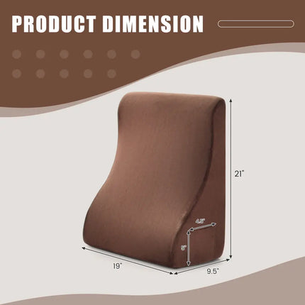 Bed Wedge Pillow with Tablet Pillow Stand and Side Pockets-Brown - Brown - Bedding