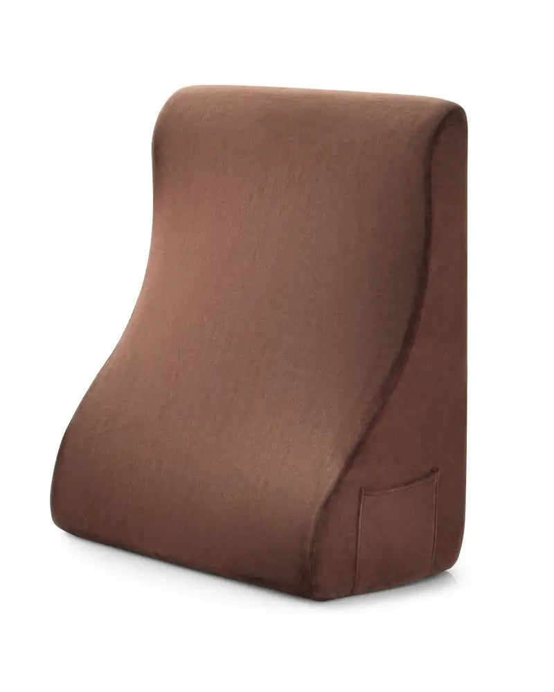 Bed Wedge Pillow with Tablet Pillow Stand and Side Pockets-Brown - Brown - Bedding