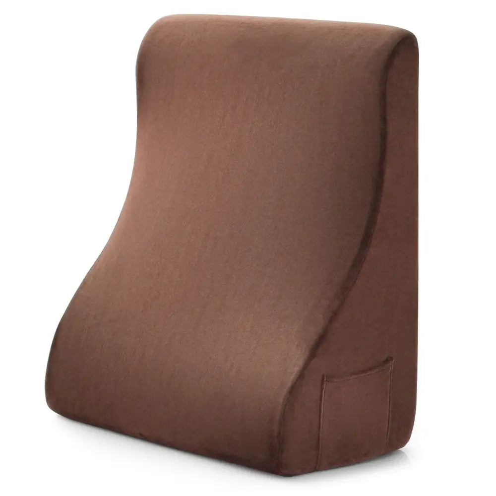 Bed Wedge Pillow with Tablet Pillow Stand and Side Pockets-Brown - Brown - Bedding