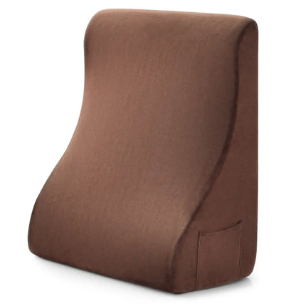Bed Wedge Pillow with Tablet Pillow Stand and Side Pockets-Brown - Brown - Bedding