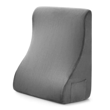 Bed Wedge Pillow with Tablet Pillow Stand and Side Pockets-Gray - Gray - Bedding