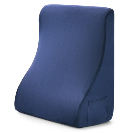 Bed Wedge Pillow with Tablet Pillow Stand and Side Pockets-Navy - Navy - Bedding