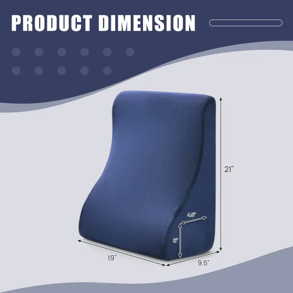 Bed Wedge Pillow with Tablet Pillow Stand and Side Pockets-Navy - Navy - Bedding