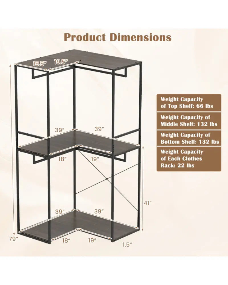Bedroom Set with 3-Tier Clothes Rack Freestanding Clothing Rack and Dresser Storage Tower - Bedroom