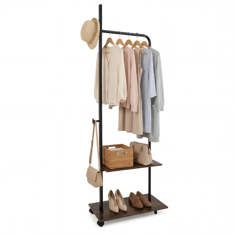 Bedroom Set with 3-Tier Clothes Rack Freestanding Clothing Rack and Dresser Storage Tower - Bedroom