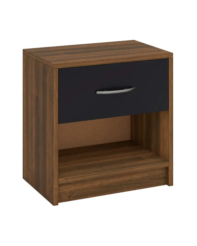 Bedside Table Nightstand with Drawer and Open Storage Shelf-Brown - Brown - Nightstands