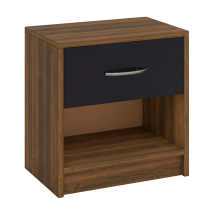 Bedside Table Nightstand with Drawer and Open Storage Shelf-Brown - Brown - Nightstands