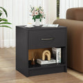Bedside Table Nightstand with Drawer and Open Storage Shelf-Gray - Gray - Nightstands