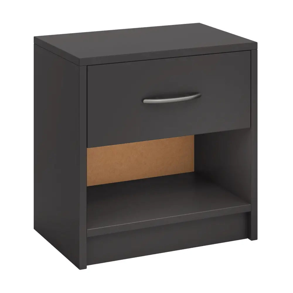 Bedside Table Nightstand with Drawer and Open Storage Shelf-Gray - Gray - Nightstands