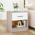 Bedside Table Nightstand with Drawer and Open Storage Shelf-Light Gray - Light Gray - Nightstands