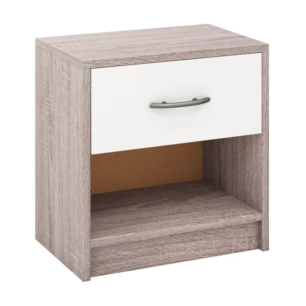 Bedside Table Nightstand with Drawer and Open Storage Shelf-Light Gray - Light Gray - Nightstands