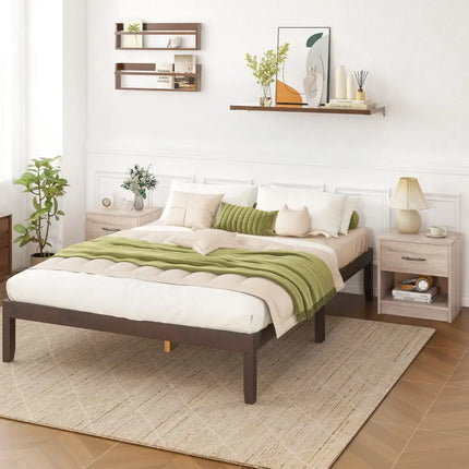 Bedside Table Nightstand with Drawer and Open Storage Shelf-Natural - Natural - Nightstands