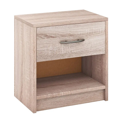 Bedside Table Nightstand with Drawer and Open Storage Shelf-Natural - Natural - Nightstands
