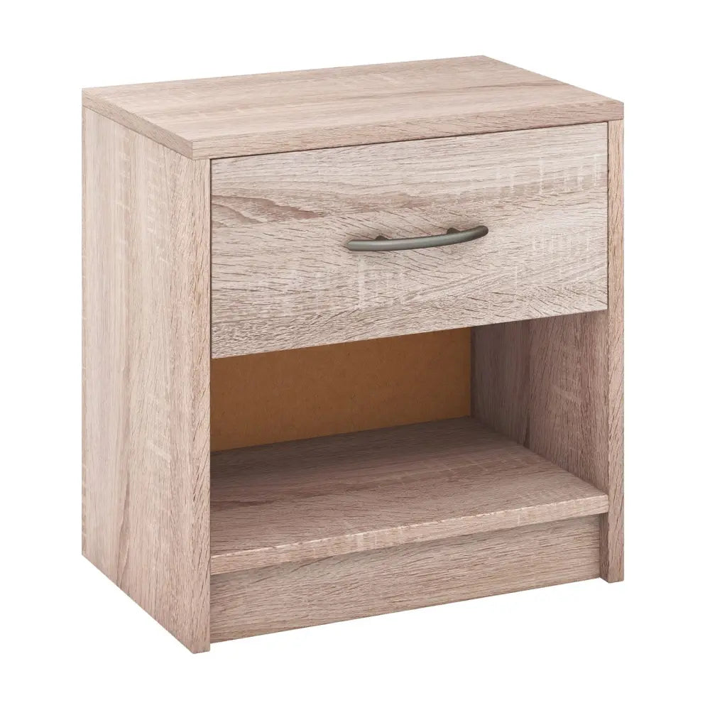 Bedside Table Nightstand with Drawer and Open Storage Shelf-Natural - Natural - Nightstands