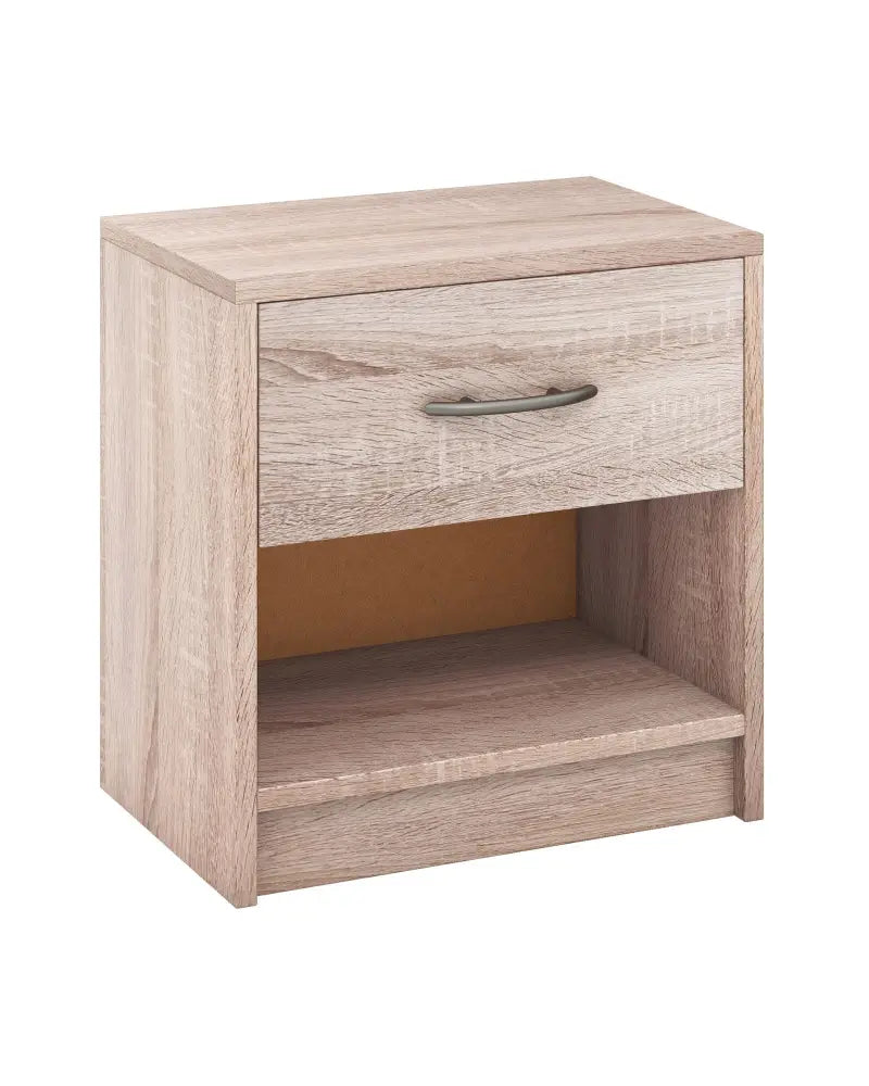 Bedside Table Nightstand with Drawer and Open Storage Shelf-Natural - Natural - Nightstands