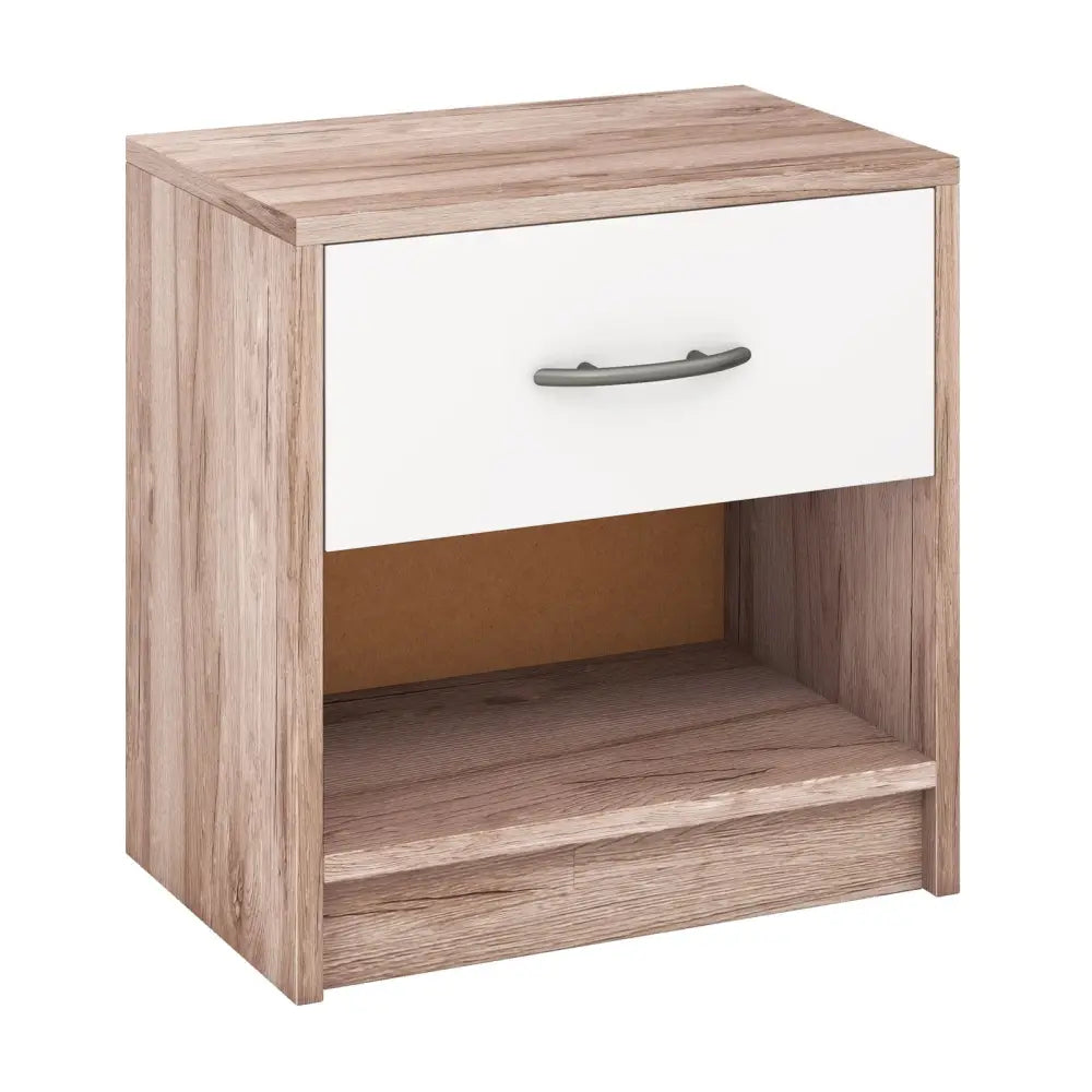 Bedside Table Nightstand with Drawer and Open Storage Shelf-Oak - Oak - Nightstands