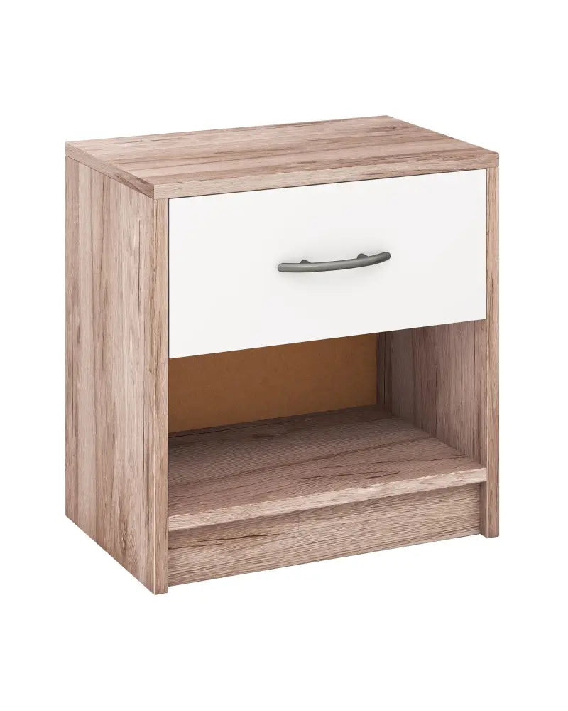 Bedside Table Nightstand with Drawer and Open Storage Shelf-Oak - Oak - Nightstands