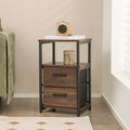 Bedside Table Set of 2 with Removable Fabric Drawers and Metal Frame-Walnut - Walnut - Nightstands