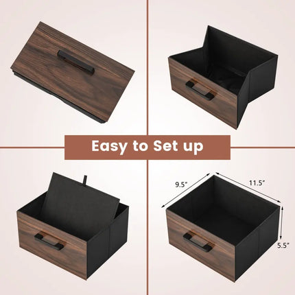 Bedside Table Set of 2 with Removable Fabric Drawers and Metal Frame-Walnut - Walnut - Nightstands