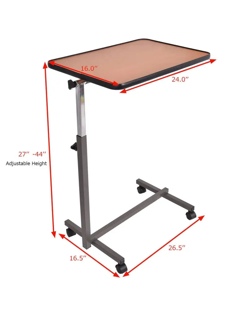 Beige Overbed Rolling Table Food Tray - Beige - End & Side Tables