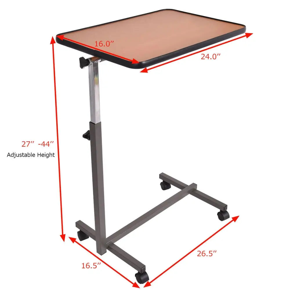 Beige Overbed Rolling Table Food Tray - Beige - End & Side Tables