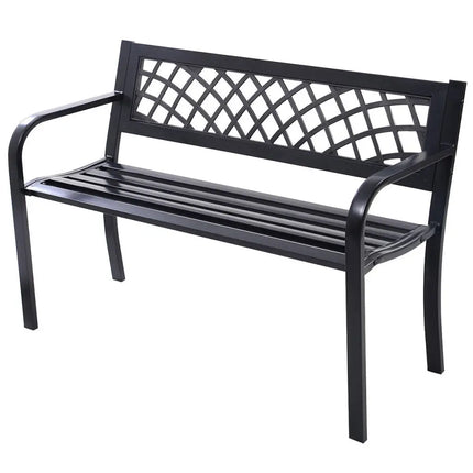 Bench Deck with Steel Frame for outdoor - Black - Outdoor Benches