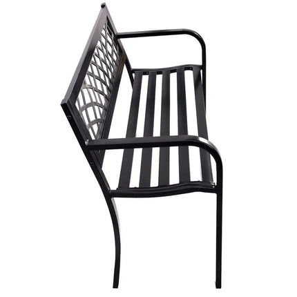 Bench Deck with Steel Frame for outdoor - Black - Outdoor Benches