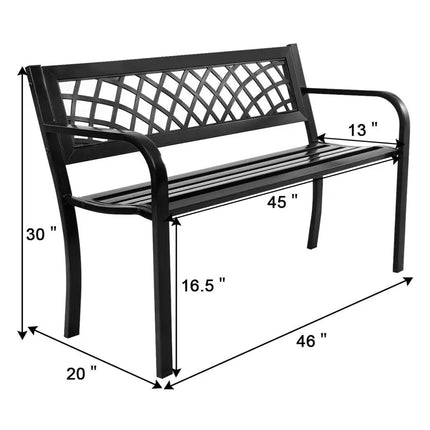 Bench Deck with Steel Frame for outdoor - Black - Outdoor Benches