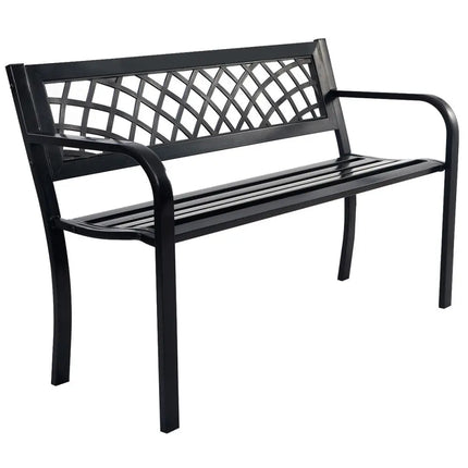 Bench Deck with Steel Frame for outdoor - Black - Outdoor Benches