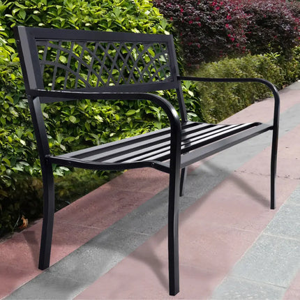 Bench Deck with Steel Frame for outdoor - Black - Outdoor Benches