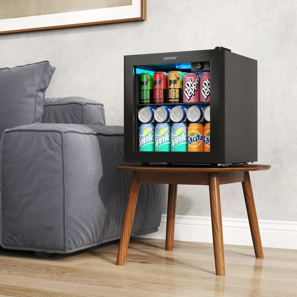 Beverage Refrigerator Cooler 1.3 Cu. Ft. 12 Bottles 55 Cans Mini Fridge-Black - Black - Wine & Beverage Coolers