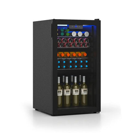 Beverage Refrigerator Cooler with Glass Door-Black - Black - Wine & Beverage Coolers