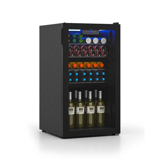 Beverage Refrigerator Cooler with Glass Door-Black - Black - Wine & Beverage Coolers