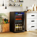 Beverage Refrigerator Cooler with Glass Door-Black - Black - Wine & Beverage Coolers