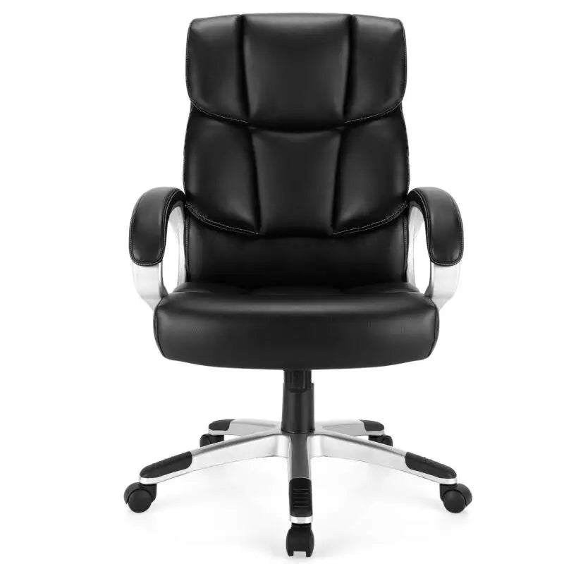 Big and Tall Adjustable High Back Leather Executive Computer Desk Chair - Black - Executive Chairs