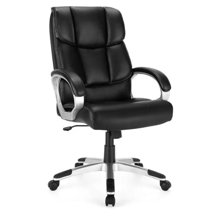 Big and Tall Adjustable High Back Leather Executive Computer Desk Chair - Black - Executive Chairs