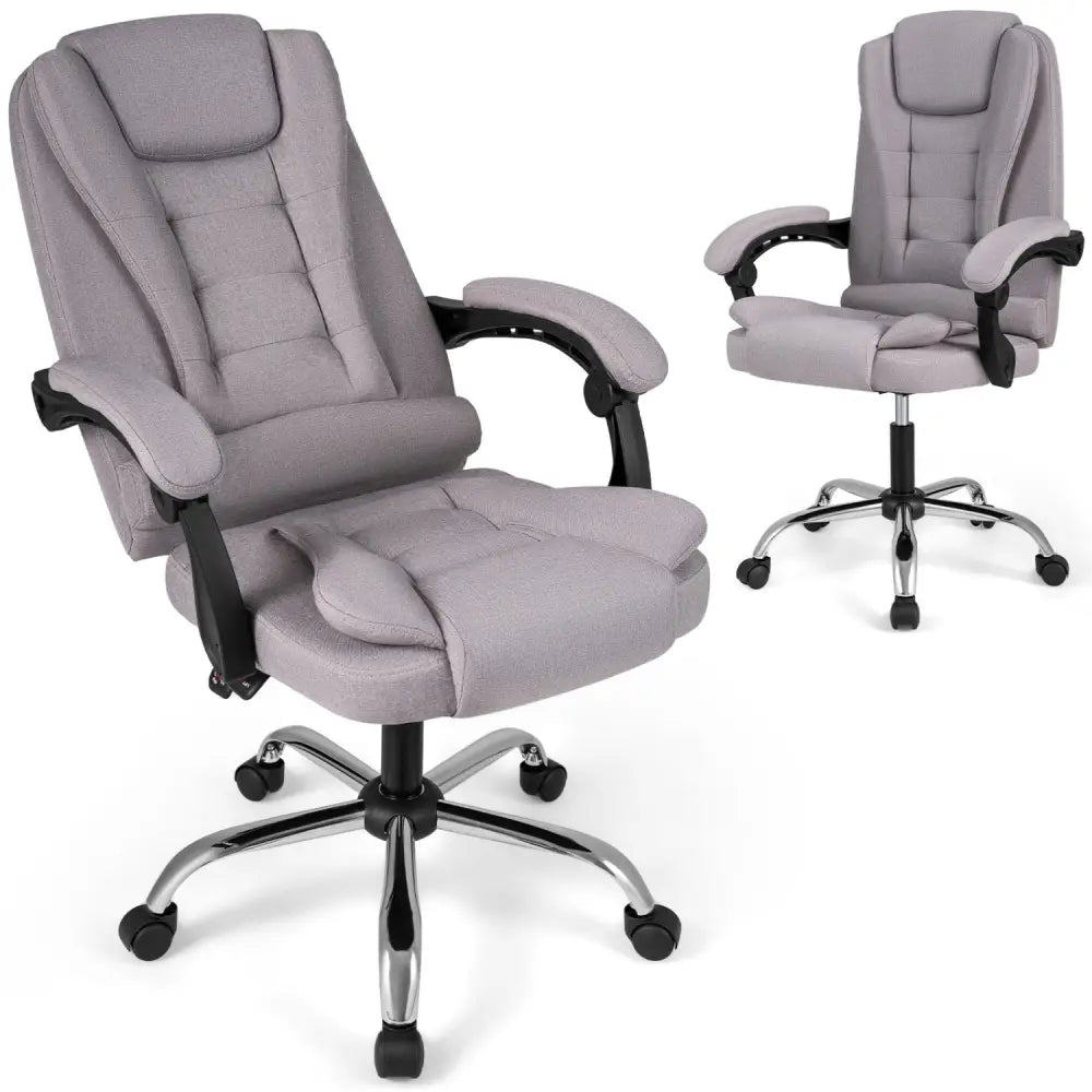 Big High Back Executive Chair with Linkage Armrests and Leather Padded Seat for Office-Gray - Gray - Big and Tall Chairs