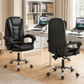 Big High Back Executive Chair with Linkage Armrests and Leather Padded Seat for Office-Black - Black - Big and Tall