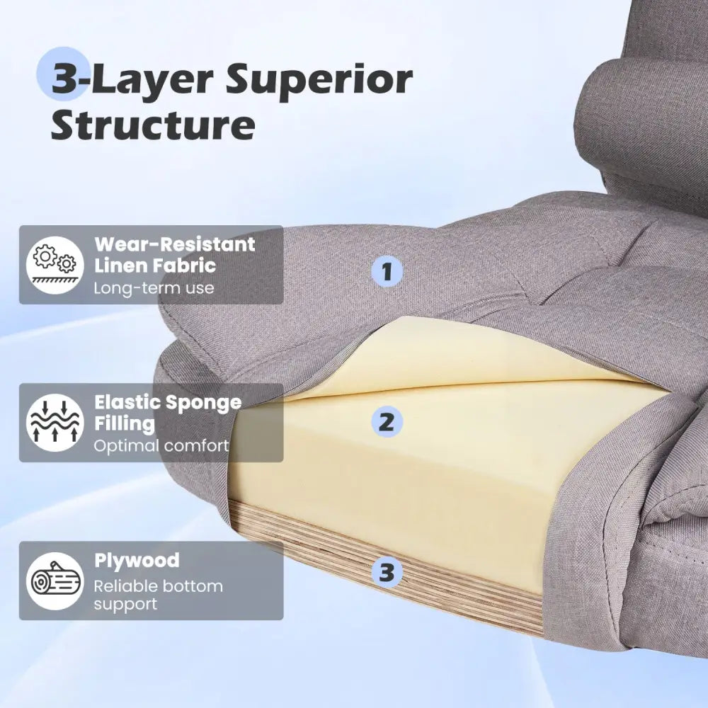 Big High Back Executive Chair with Linkage Armrests and Leather Padded Seat for Office-Gray - Gray - Big and Tall Chairs